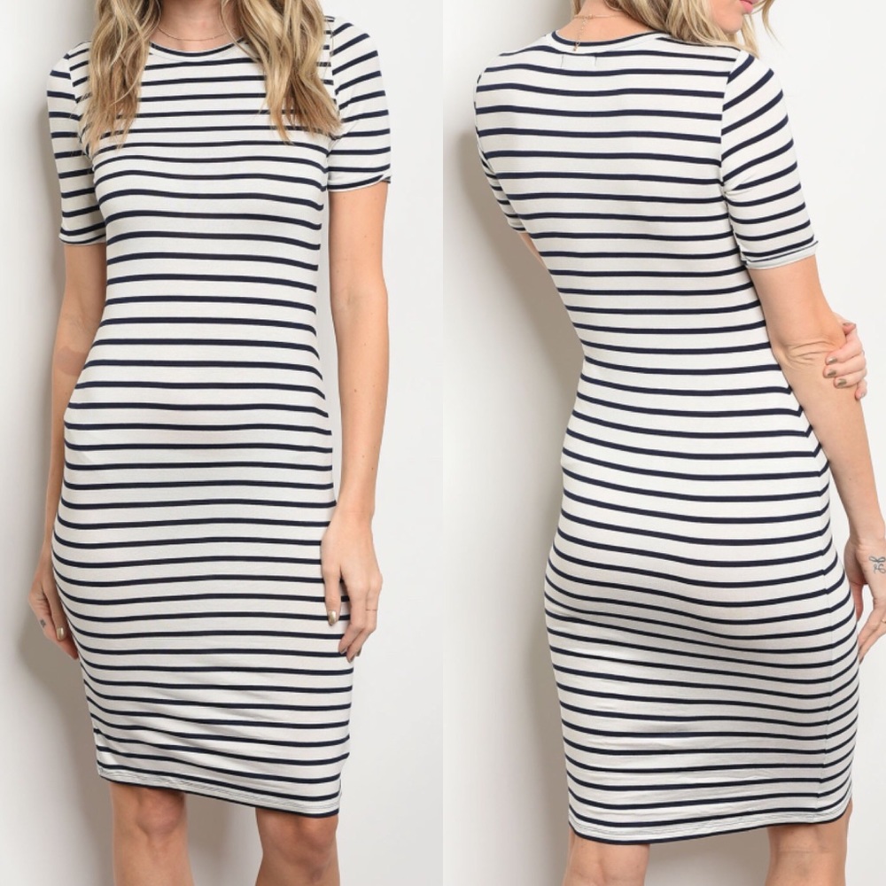 Navy Striped Dress - Picture 3 of 6
